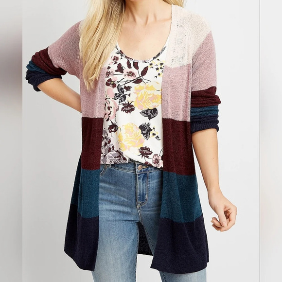 Maurices Sweaters - NWOT Maurices lightweight colorblock striped cardigan sweater, womens size 1